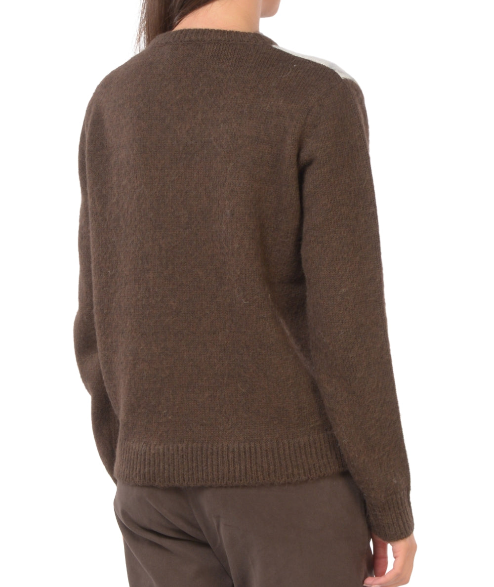 Kaos Jeans Diamond Pullover mit Brosche RIJFP001 Braun