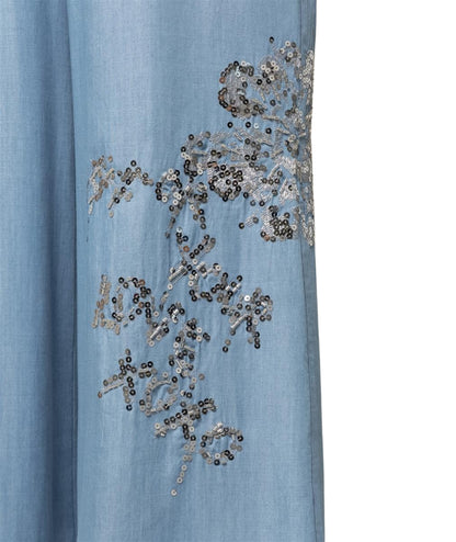 Kaos Jeans Pantalone Wide Leg con Ricamo SPJNT005 Azzurro 