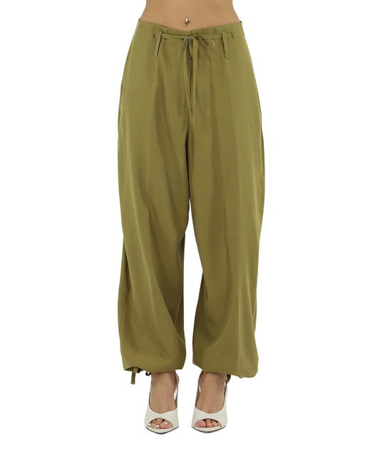 Kaos Jeans Pantaloni in Lyocell e Lino SPJOR002 Verde Olio 
