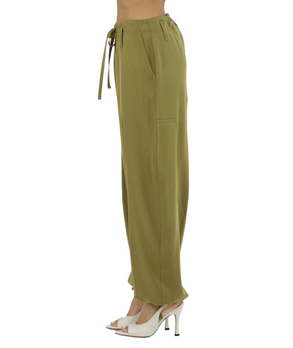 Kaos Jeans Pantaloni in Lyocell e Lino SPJOR002 Verde Olio 