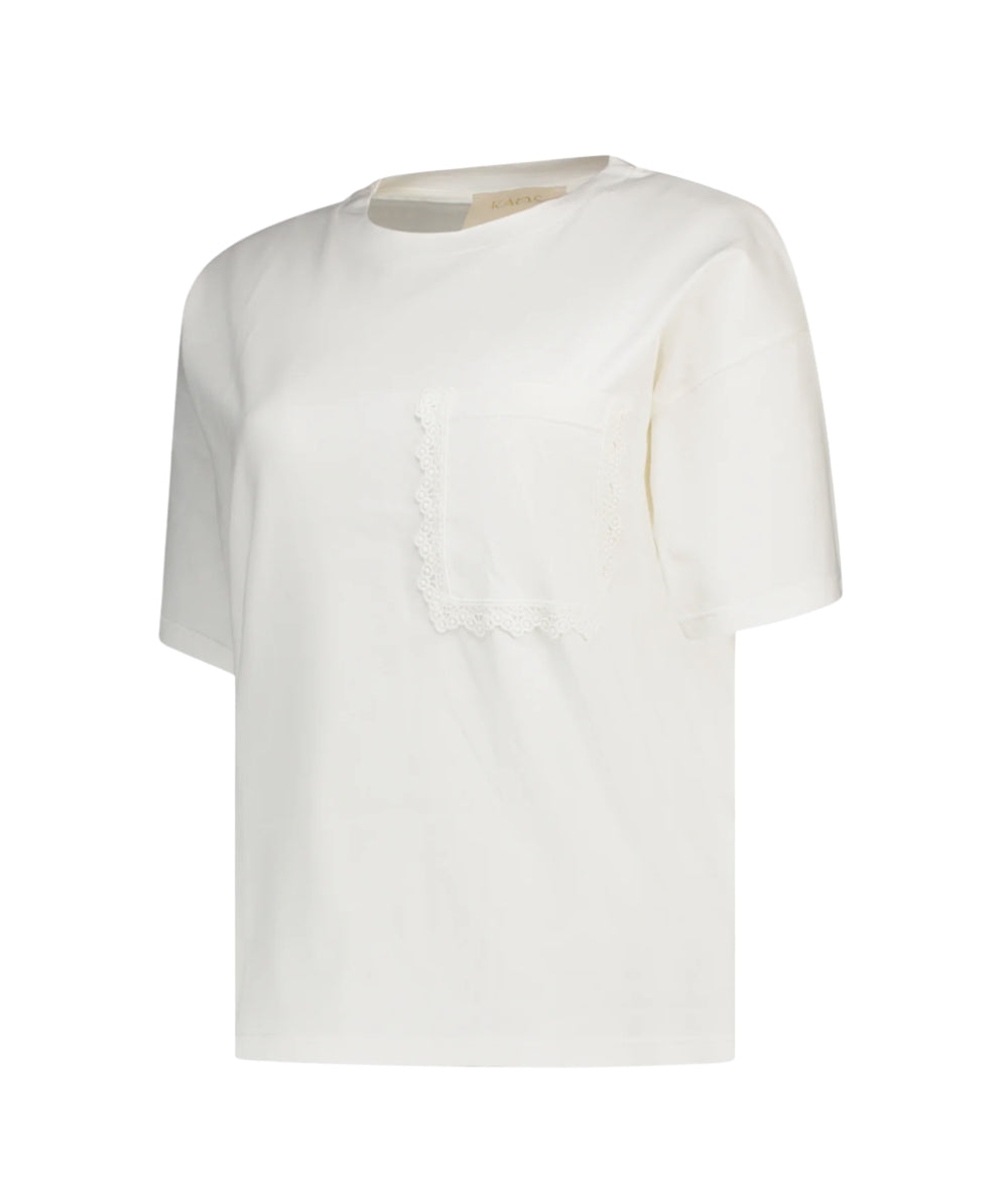 Kaos Jeans T-shirt con Taschino SPJMA005 Bianco Panna