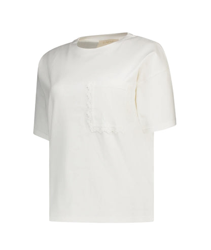 Kaos Jeans T-shirt con Taschino SPJMA005 Bianco Panna