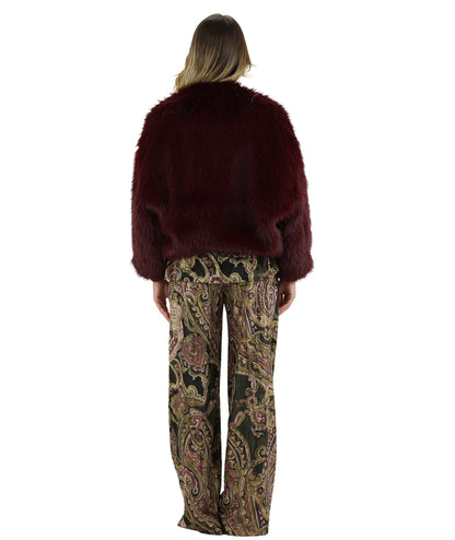 Kaos Jeans Bomber in Faux Fur RIJLE001 Bordeaux