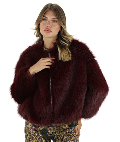 Kaos Jeans Bomber in Faux Fur RIJLE001 Bordeaux