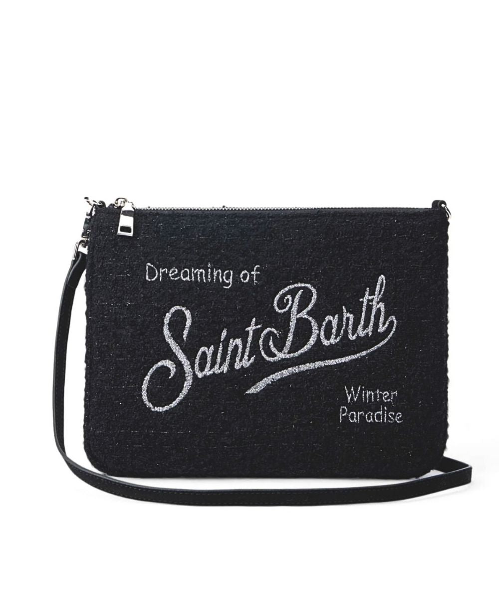 MC2 SAINT BARTH Pochette con Tracolla in Tweed PARISIENNE TWEED 00EMB Nero