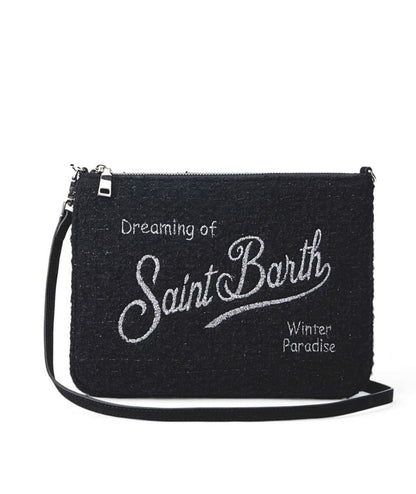 MC2 SAINT BARTH Pochette con Tracolla in Tweed PARISIENNE TWEED 00EMB Nero