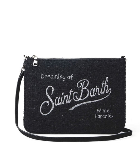 MC2 SAINT BARTH Pochette con Tracolla in Tweed PARISIENNE TWEED 00EMB Nero