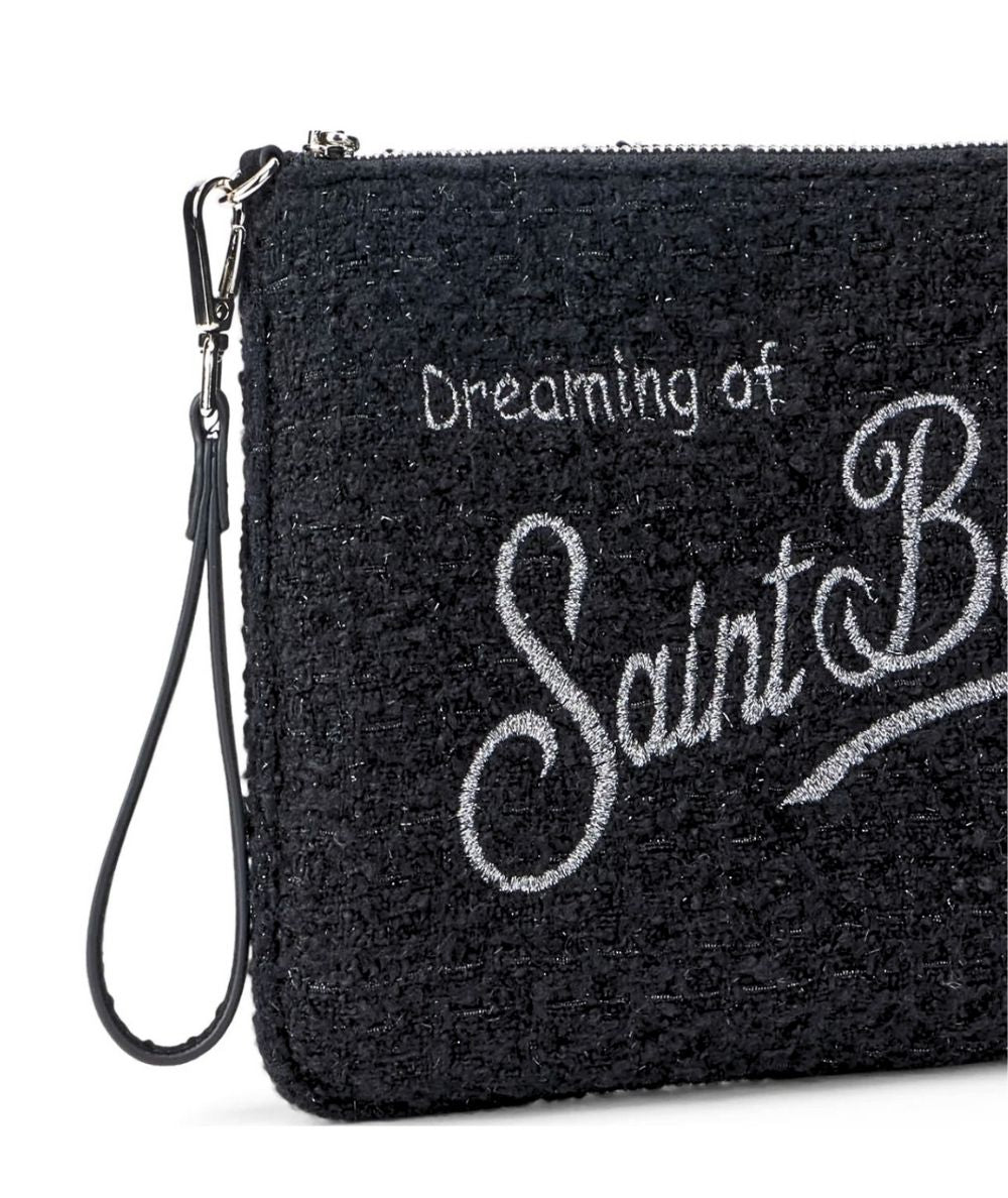 MC2 SAINT BARTH Pochette con Tracolla in Tweed PARISIENNE TWEED 00EMB Nero