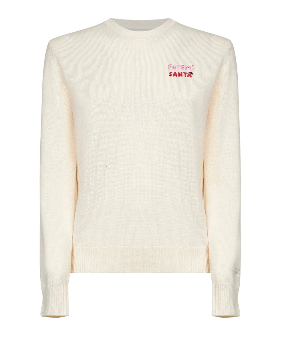 MC2 Saint Barth Maglione con Ricamo NEW QUEEN EMBRY QUE0032 Bianco Avorio