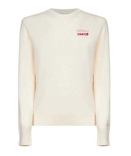 MC2 Saint Barth Maglione con Ricamo NEW QUEEN EMBRY QUE0032 Bianco Avorio