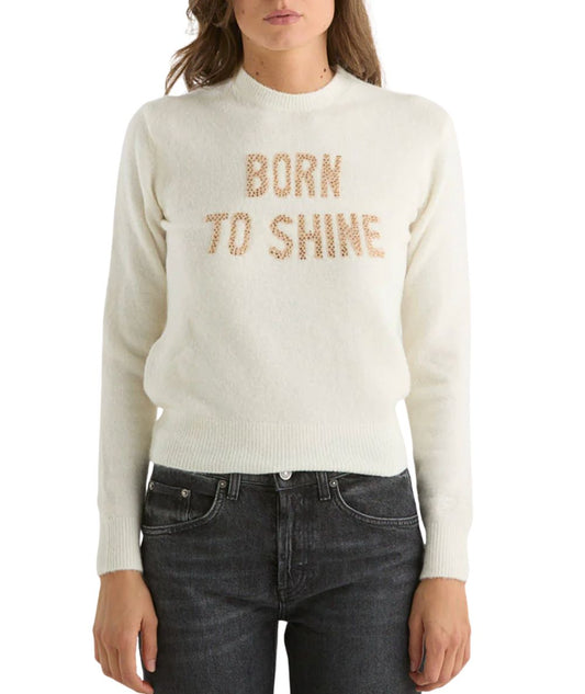 MC2 Saint Barth Maglione Mahair con Scritta Strass NEW QUEEN ALPACA Beige