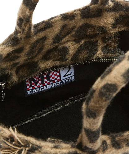 MC2 Saint Barth Mini Borsa Leopardata Animalier VANITY MINI FELT VAMI024 Marrone