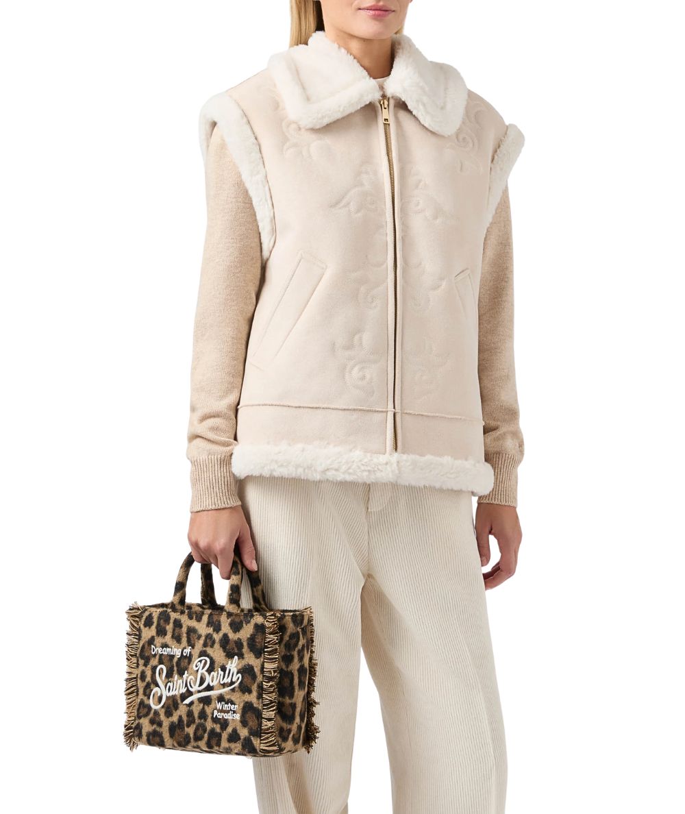 MC2 Saint Barth Mini Borsa Leopardata Animalier VANITY MINI FELT VAMI024 Marrone