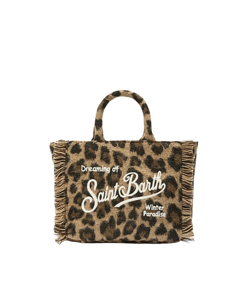 MC2 Saint Barth Mini Borsa Leopardata Animalier VANITY MINI FELT VAMI024 Marrone