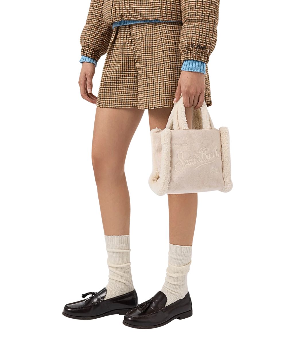 MC2 Saint Barth Mini Borsa in Eco Montone VANITY MINI SHEARLING VAMI020 Avorio