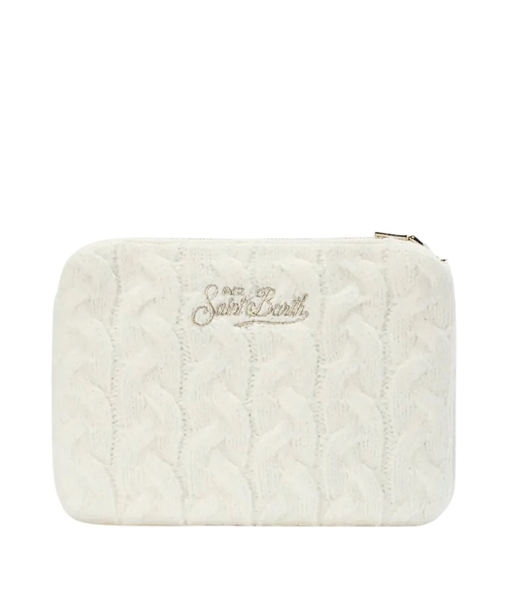 MC2 Saint Barth Pochette in Lana PARISIENNE WOOL BRAID PAR0029 Bianco