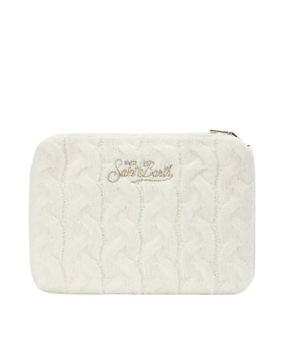 MC2 Saint Barth Pochette in Lana PARISIENNE WOOL BRAID PAR0029 Bianco