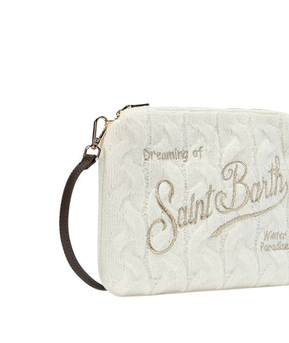 MC2 Saint Barth Pochette in Lana PARISIENNE WOOL BRAID PAR0029 Bianco