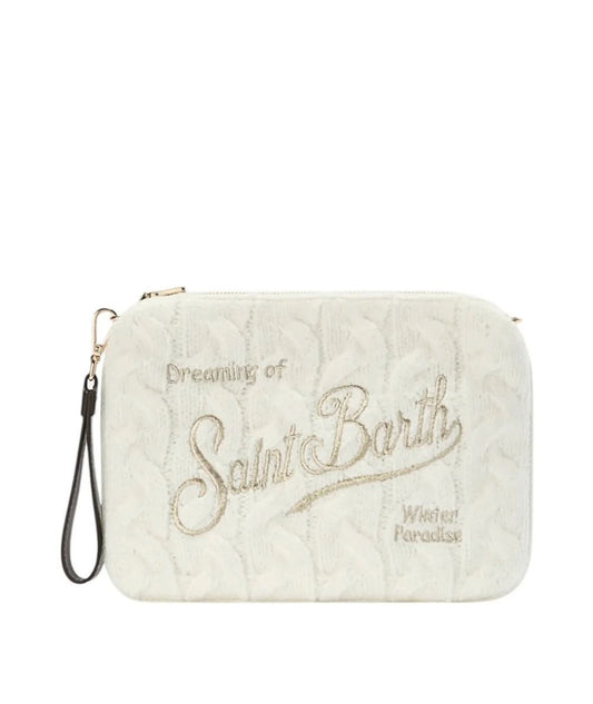 MC2 Saint Barth Pochette in Lana PARISIENNE WOOL BRAID PAR0029 Bianco