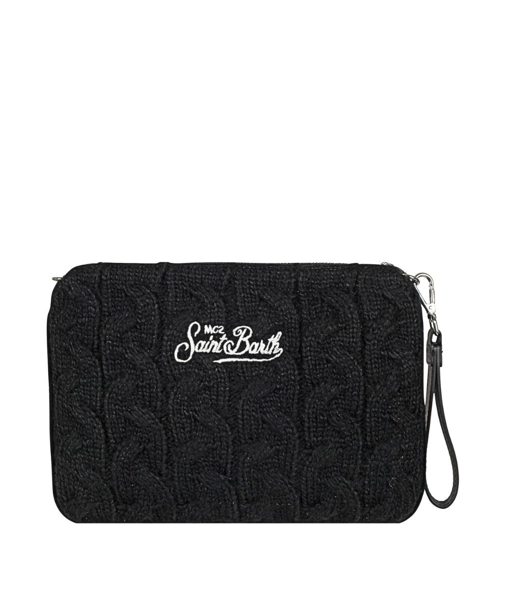 MC2 Saint Barth Pochette in Lana PARISIENNE WOOL BRAID PAR0029 Nero