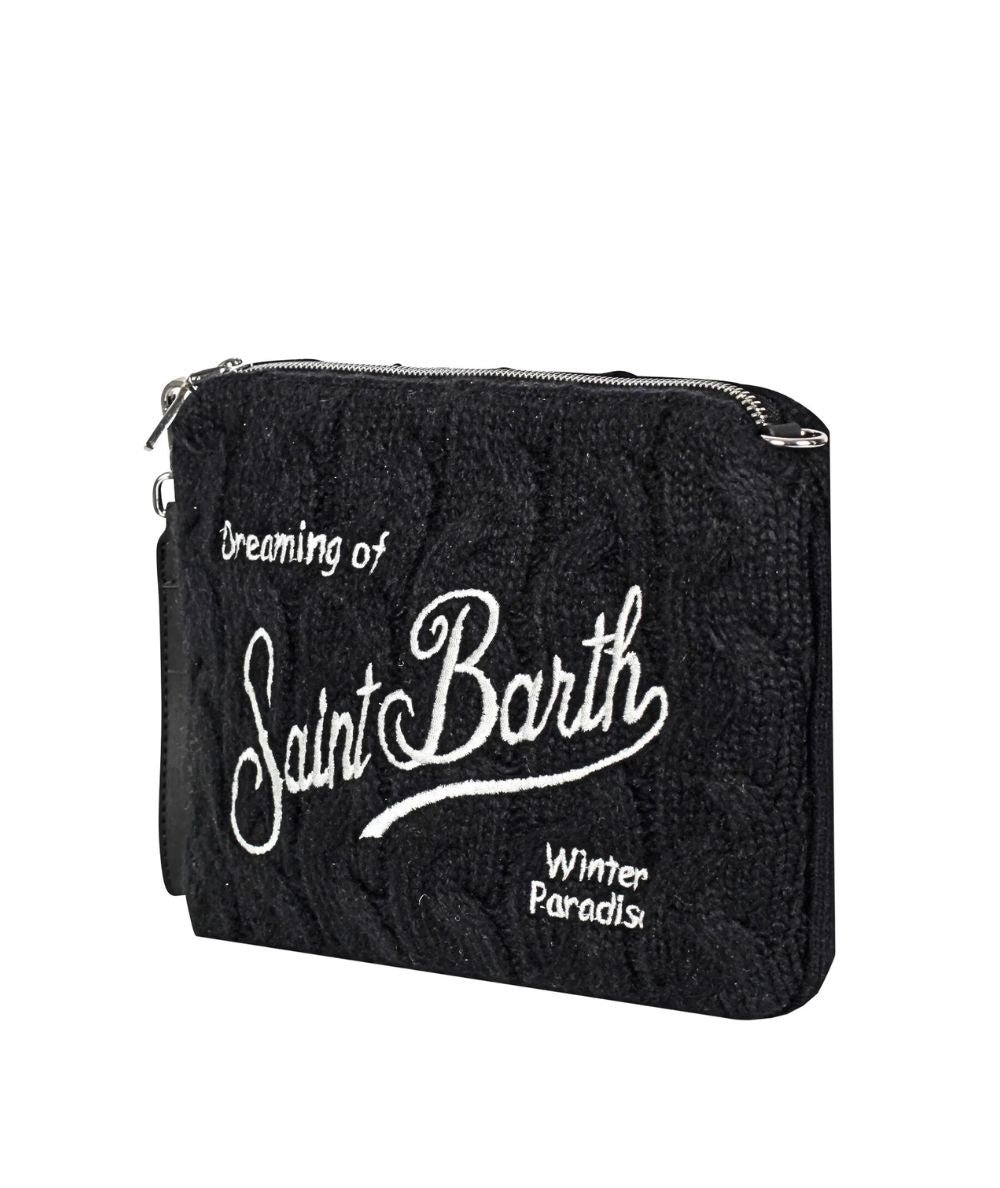MC2 Saint Barth Pochette in Lana PARISIENNE WOOL BRAID PAR0029 Nero