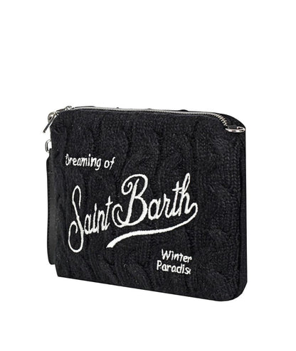 MC2 Saint Barth Pochette in Lana PARISIENNE WOOL BRAID PAR0029 Nero