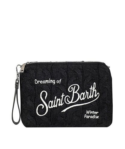 MC2 Saint Barth Pochette in Lana PARISIENNE WOOL BRAID PAR0029 Nero