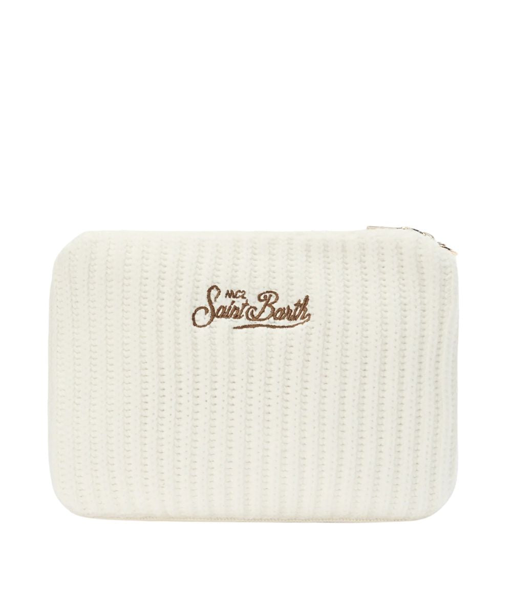 MC2 Saint Barth Pochette in Lana PARISIENNE WOOL RIB Bianco