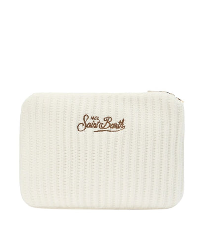MC2 Saint Barth Pochette in Lana PARISIENNE WOOL RIB Bianco