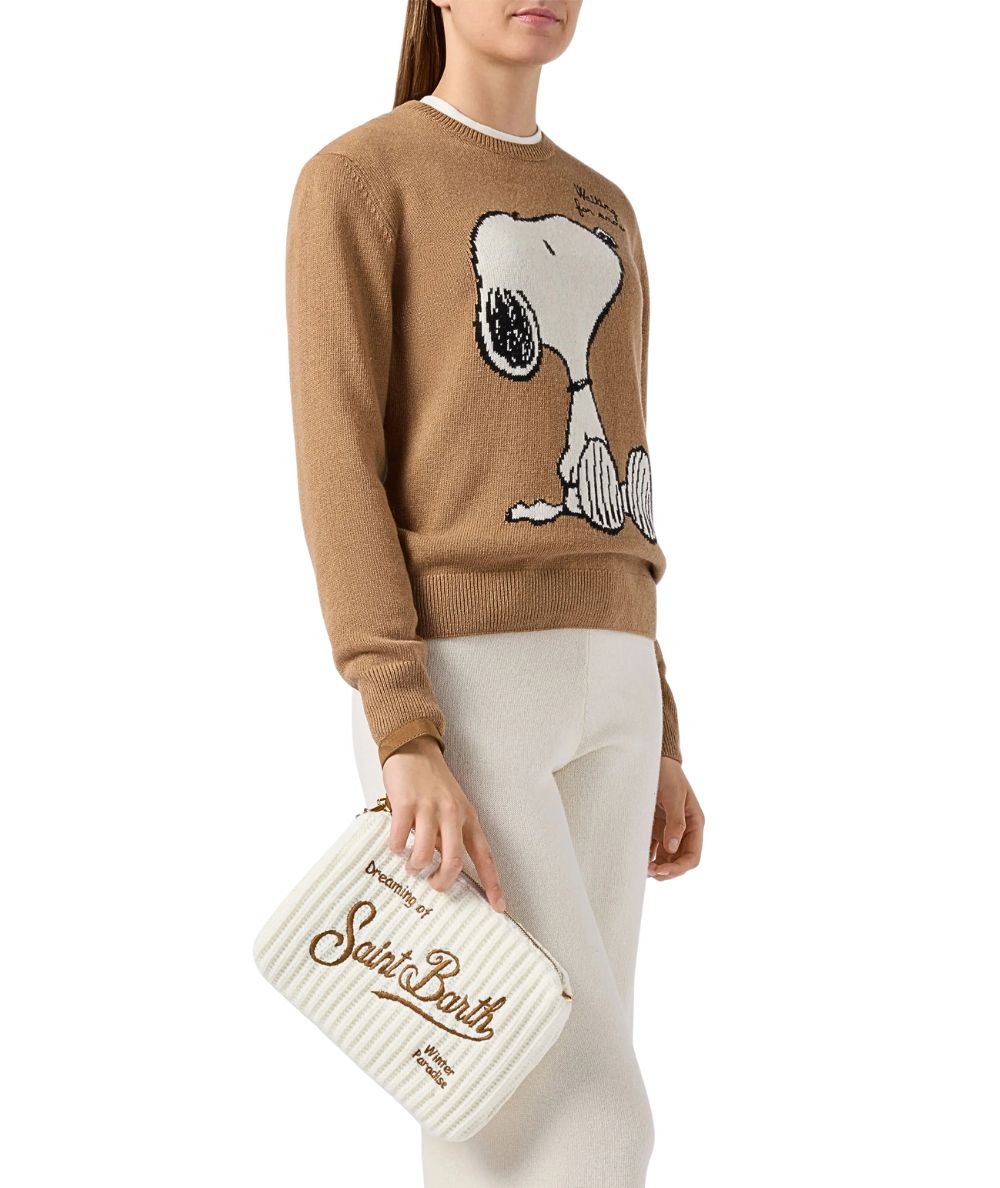 MC2 Saint Barth Pochette in Lana PARISIENNE WOOL RIB Bianco