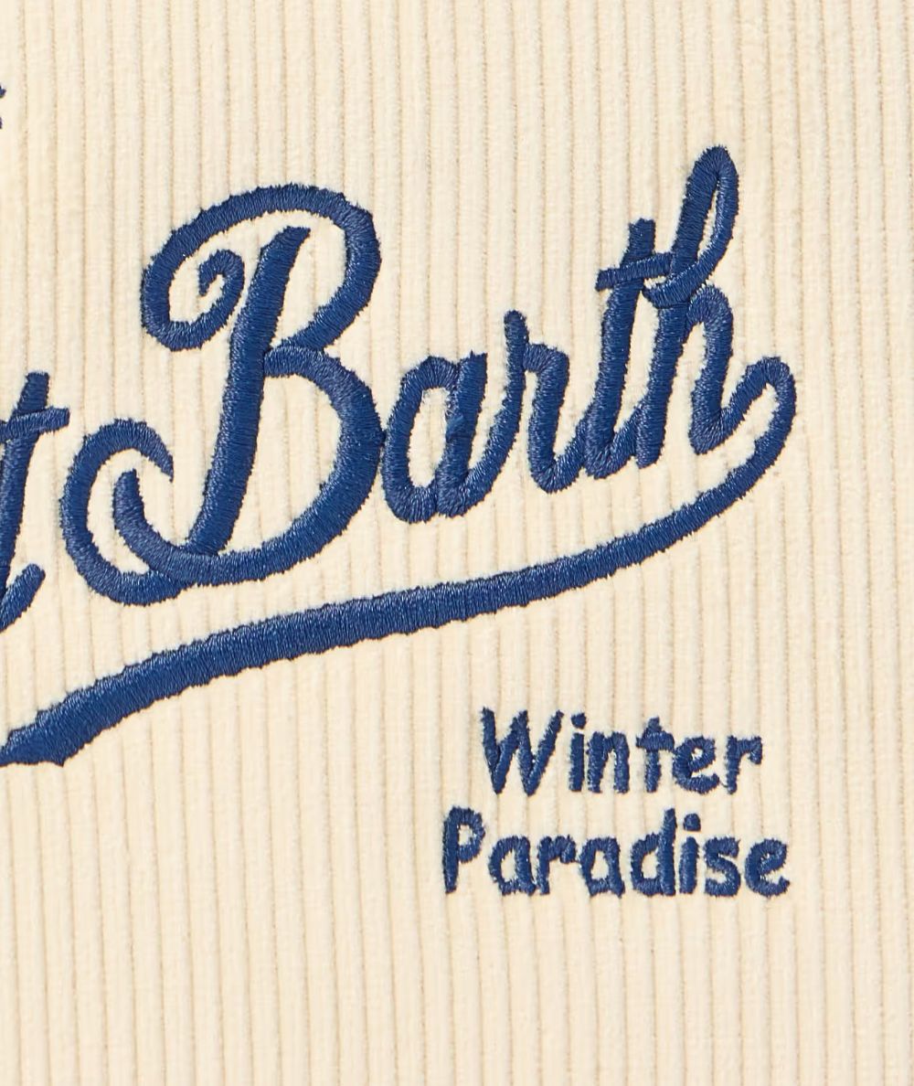 MC2 Saint Barth Pochette in Velluto ALINE CORDUROY ALI0024 Bianco Panna