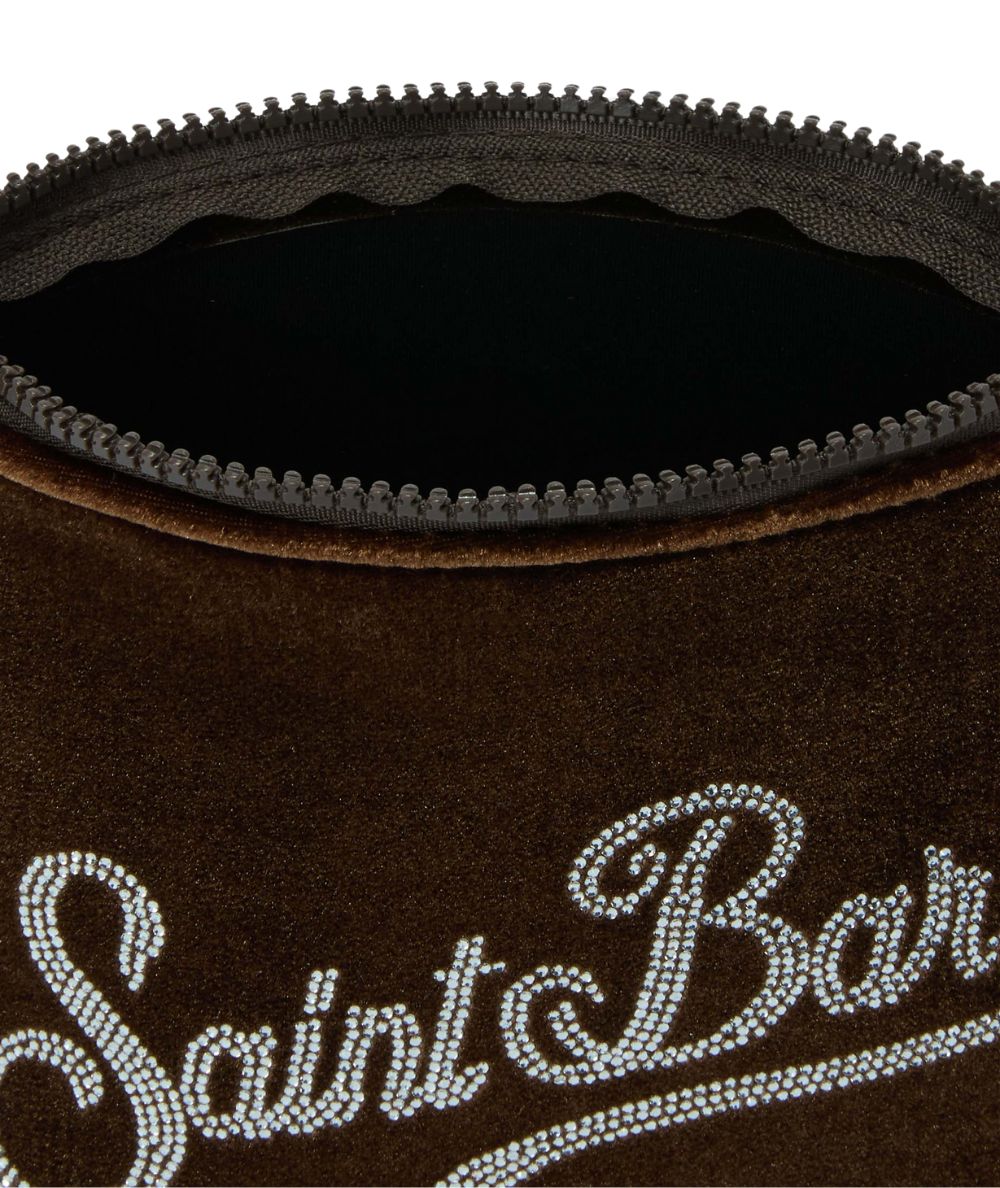 MC2 Saint Barth Pochette in Velluto con Strass ALINE VELVET ALI0014 Marrone