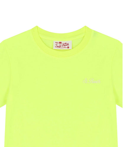 MC2 Saint Barth T-shirt Bambino con Logo Ricamato Dover Giallo Fluo