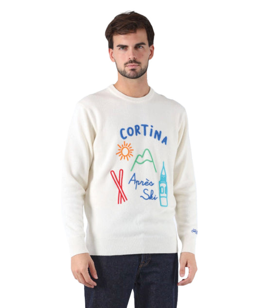 MC2 SAINT BARTH MAGLIONE CORTINA BIG10 HERON BIANCO PANNA