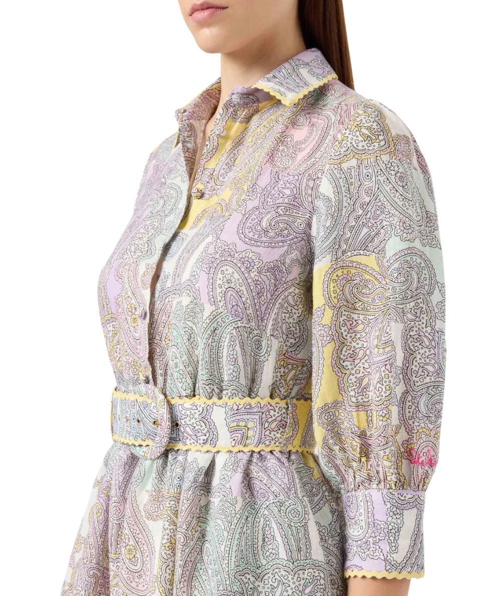 MC2 Saint Barth Abito Corto Paisley Daisi Linen DAIS001 Multicolore
