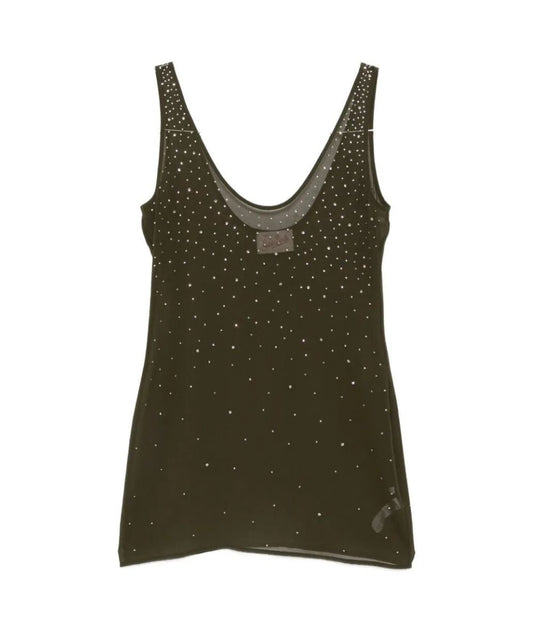 MC2 Saint Barth Abito con Strass All Over Raya RAA0001 Verde Militare 