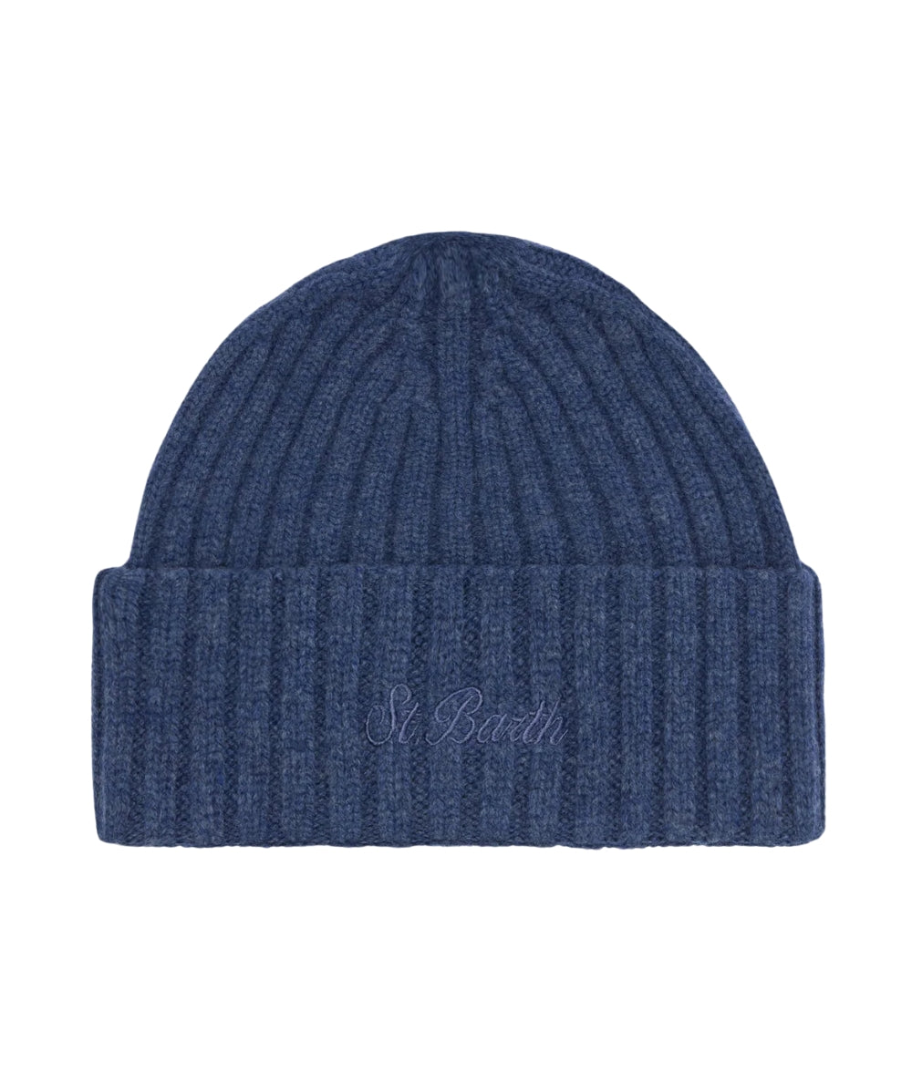 MC2 Saint Barth Berretto con Ricamo WENGEN WOOL WENG027 Blu Denim