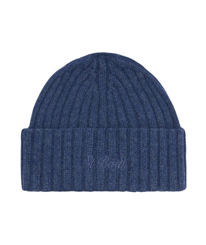 MC2 Saint Barth Berretto con Ricamo WENGEN WOOL WENG027 Blu Denim
