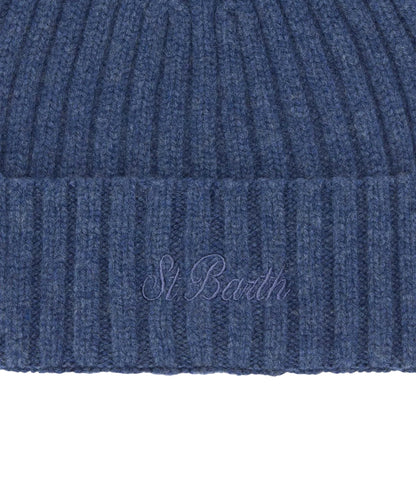 MC2 Saint Barth Berretto con Ricamo WENGEN WOOL WENG027 Blu Denim