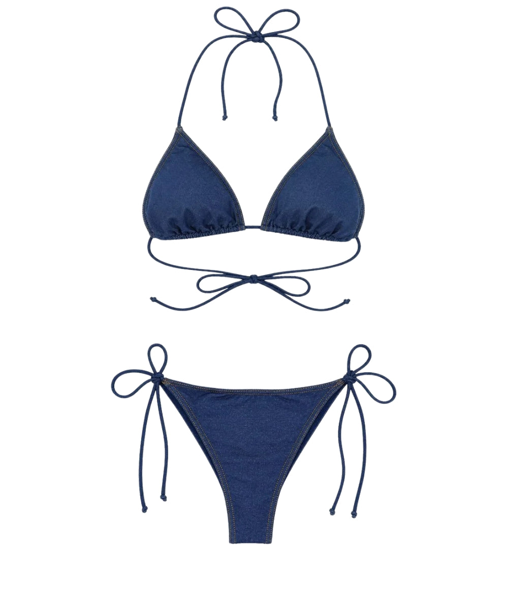 MC2 Saint Barth Bikini a Triangolo e Slip Maleah MALE002 Denim