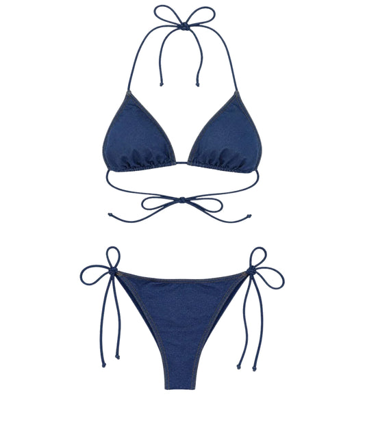 MC2 Saint Barth Bikini a Triangolo e Slip Maleah MALE002 Denim