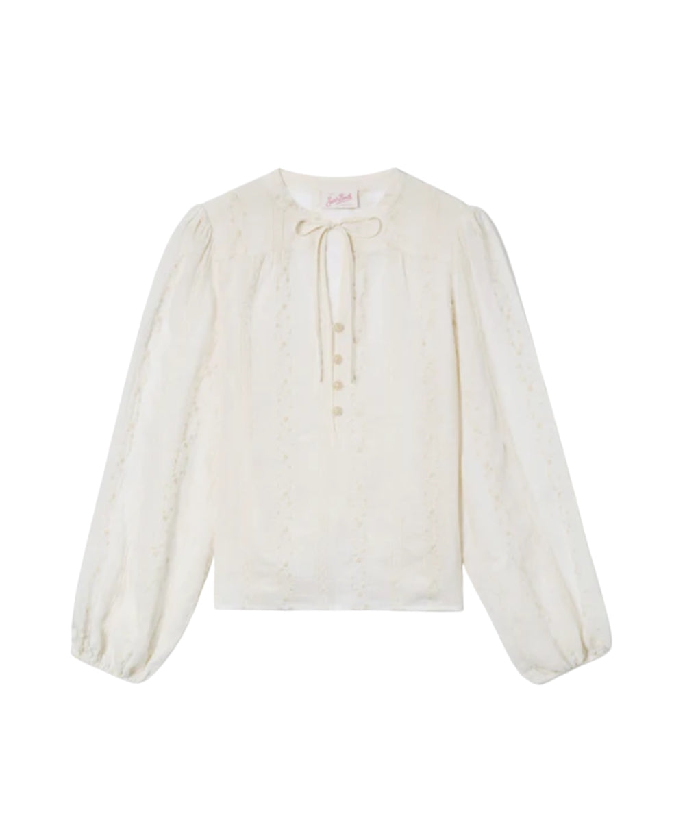 MC2 Saint Barth Blusa con Motivo Ricamato Harper HRP001 Bianco