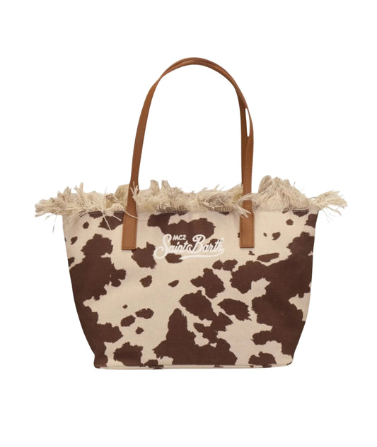 MC2 Saint Barth Borsa Fantasia Muccata City Mid Fringe Marrone Bianco