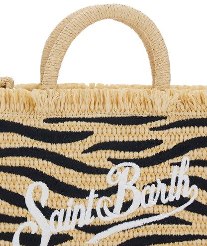 MC2 Saint Barth Borsa Mini Zebrata in Paglia Vanity VAMI009 Beige