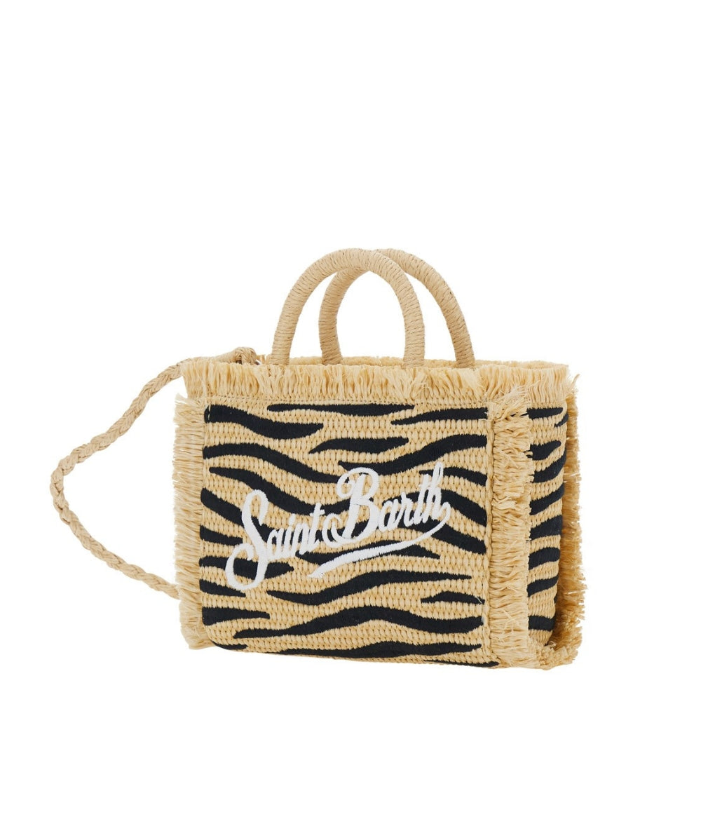 MC2 Saint Barth Borsa Mini Zebrata in Paglia Vanity VAMI009 Beige