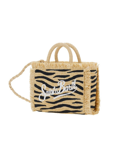 MC2 Saint Barth Borsa Mini Zebrata in Paglia Vanity VAMI009 Beige