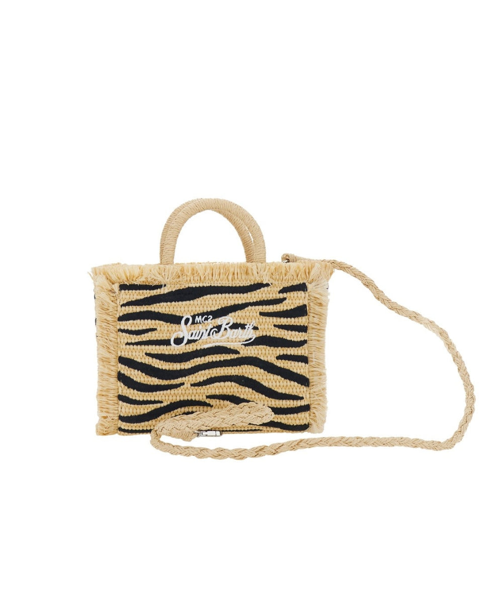 MC2 Saint Barth Borsa Mini Zebrata in Paglia Vanity VAMI009 Beige