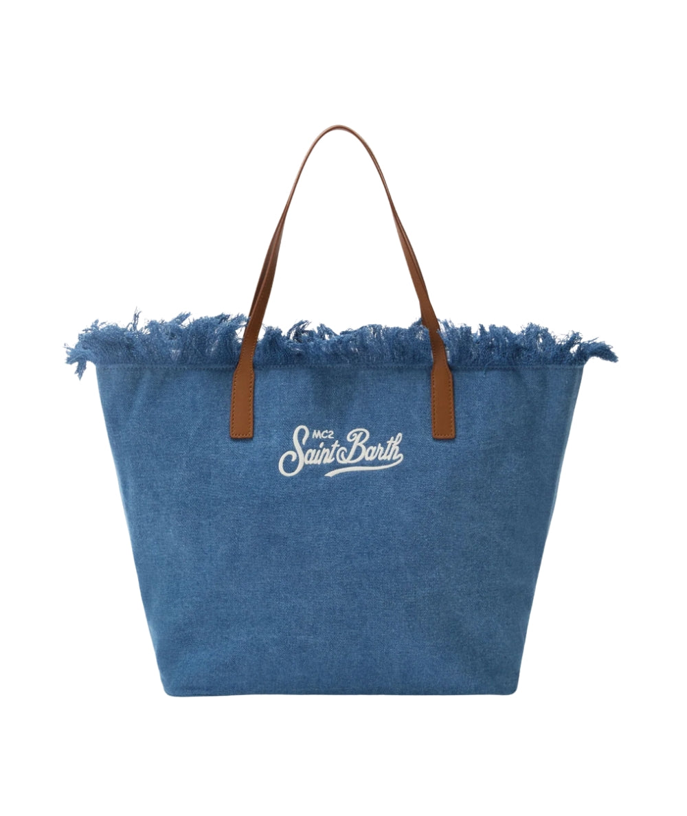 MC2 Saint Barth Borsa Shopper con Frange City Fringe CBF0001 Denim