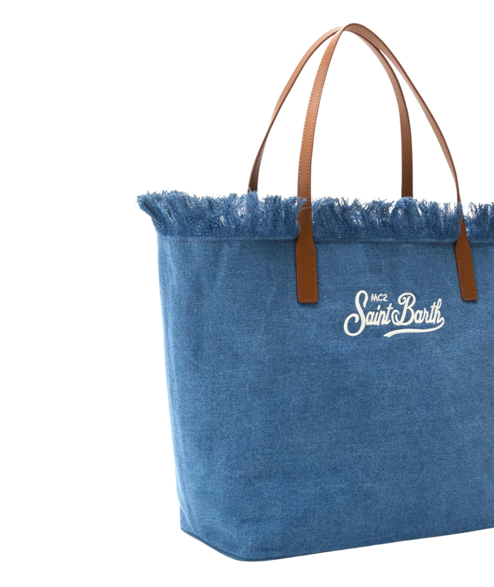 MC2 Saint Barth Borsa Shopper con Frange City Fringe CBF0001 Denim