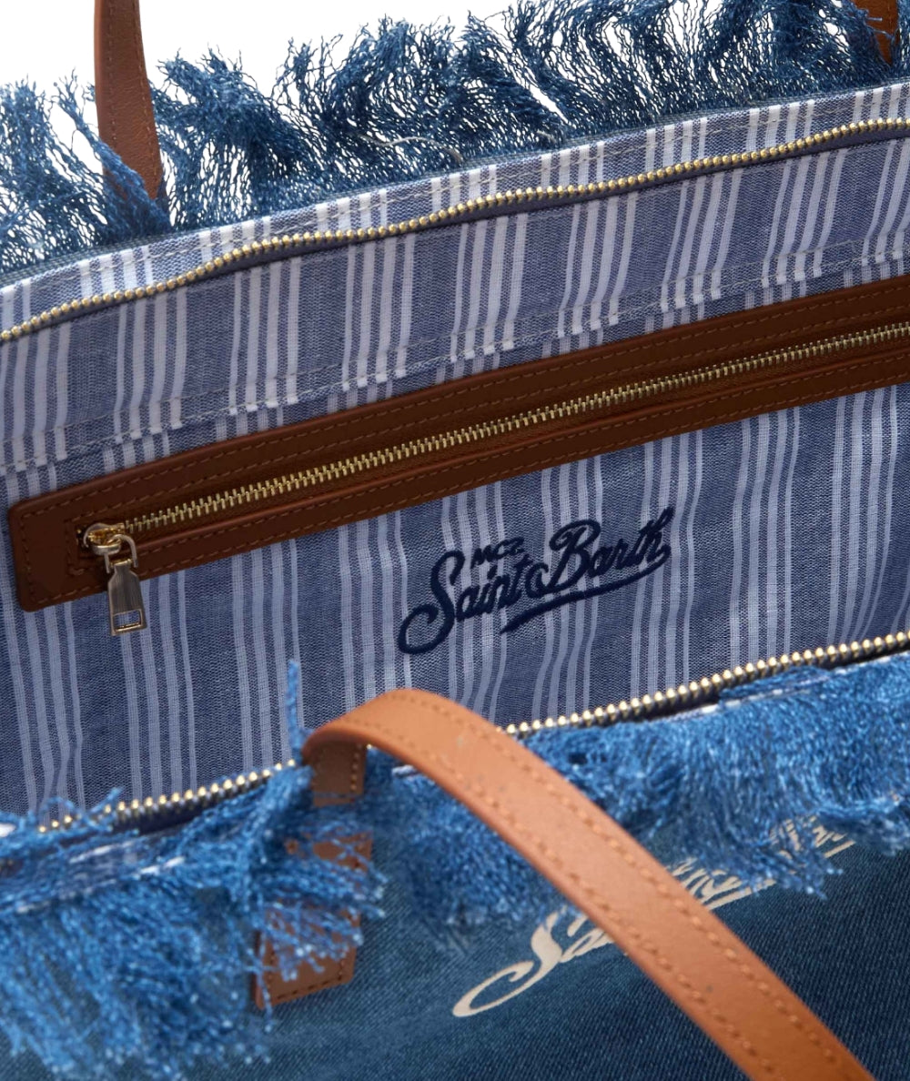 MC2 Saint Barth Borsa Shopper con Frange City Fringe CBF0001 Denim